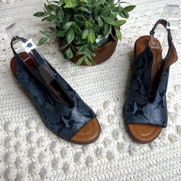 LUCKY BRAND Women's 6.5 Rhazy Bluestone Leather Snake Slingback Sandal Shoe NEW - Picture 10 of 16